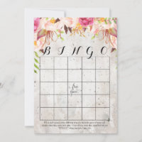 Boho waterverf bloemen Shower Bingo Kaarten