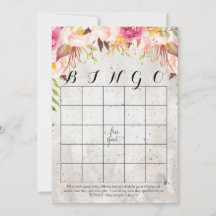 Boho waterverf bloemen Shower Bingo Kaarten
