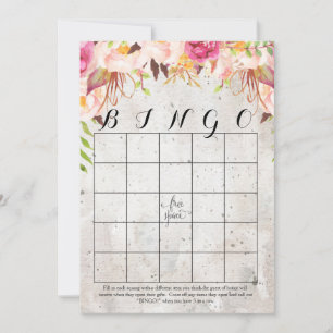 Boho waterverf bloemen Shower Bingo Kaarten