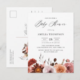 Boho Waterverf Bloemen Slinger Herfst Baby Shower Uitnodiging Briefkaart