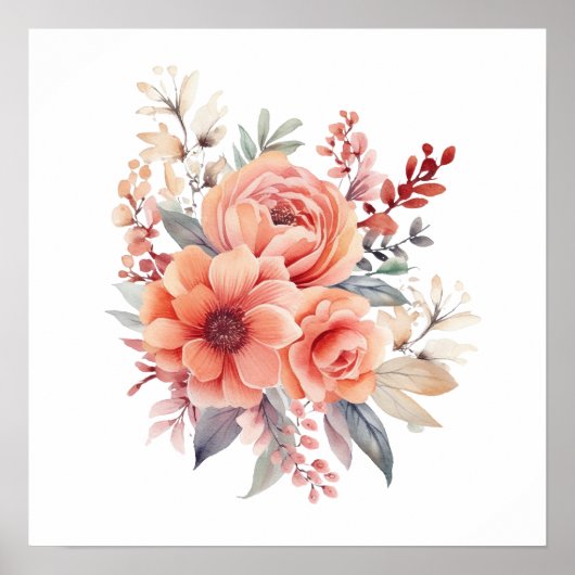 Boho Waterverf Bloemen Splash Art Splatter Poster (Voorkant)