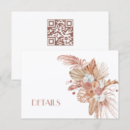 Boho Waterverf Bloemen Trouwdetails Informatiekaartje