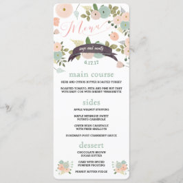 Boho Waterverf Bloemen Trouwdiner Menu's