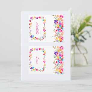 Boho Waterverf Bloemen Trouwplaats Kaart Sjabloon
