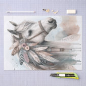 Boho Waterverf Bloemen Veer Paard Tissuepapier (Craft)