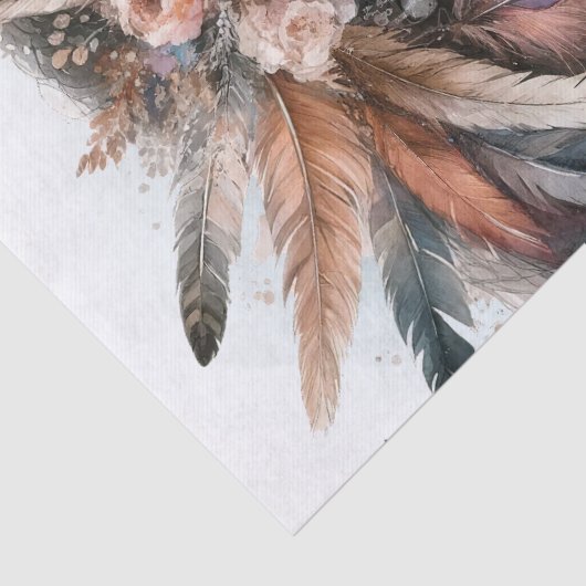 Boho Waterverf Bloemen Veer Paardenweefsel Papier (Detail)