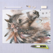 Boho Waterverf Bloemen Veer Paardenweefsel Papier (Craft)