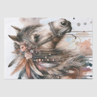 Boho Waterverf Bloemen Veer Paardenweefsel Papier