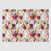 Boho Waterverf Bloemen, veren Tissue Paper Tissuepapier (Voorkant)