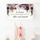 Boho Waterverf Bloemen Verlovingsfeest Welkom Spandoek (Insitu)