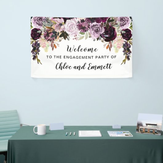 Boho Waterverf Bloemen Verlovingsfeest Welkom Spandoek (Beurs)