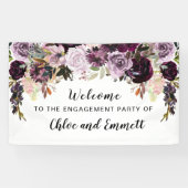 Boho Waterverf Bloemen Verlovingsfeest Welkom Spandoek (Horizontaal)