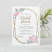 Boho Waterverf Bloemen vrijgezellenfeest Roze Goud Kaart (Staand voorkant)