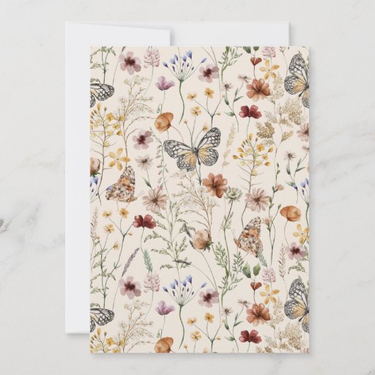 Boho Waterverf Bloemen Wildbloem Baby shower Bedankkaart (Achterkant)