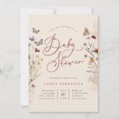 Boho Waterverf Bloemen Wildbloem Baby shower Kaart (Voorkant)