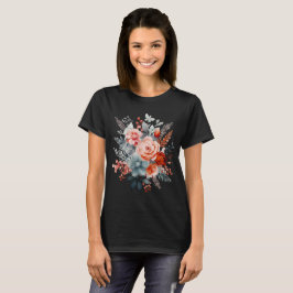 Boho Waterverf Bloemenboeket in Coral & Dusty | T-shirt