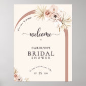 Boho Waterverf Bloemenboog Vrijgezellenfeest Welko Poster (Voorkant)