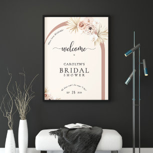 Boho Waterverf Bloemenboog Vrijgezellenfeest Welko Poster
