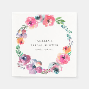 Boho Waterverf Bloemenkrans Bruidsdouche Servet