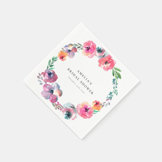 Boho Waterverf Bloemenkrans Bruidsdouche Servet (Hoek)