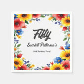 Boho Waterverf Bloementuin Zomer 50ste Verjaardag Servet (Voorkant)