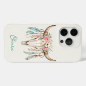 Boho Waterverf Bloemige Koeien Schedel Case-Mate iPhone Case (Achterkant (horizontaal))