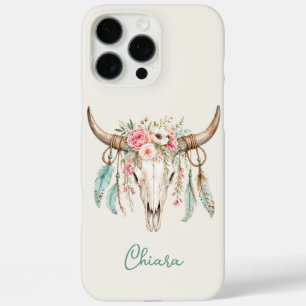 Boho Waterverf Bloemige Koeien Schedel iPhone 16 Pro Max Hoesje