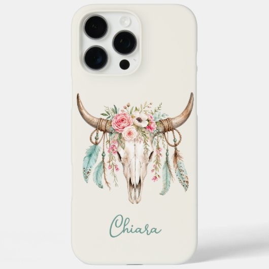 Boho Waterverf Bloemige Koeien Schedel Case-Mate iPhone Case (Achterkant)