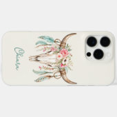 Boho Waterverf Bloemige Koeien Schedel Case-Mate iPhone Case (Achterkant (horizontaal))