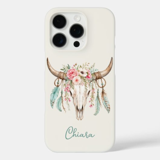 Boho Waterverf Bloemige Koeien Schedel Case-Mate iPhone Case (Achterkant)