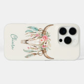 Boho Waterverf Bloemige Koeien Schedel Case-Mate iPhone Case (Achterkant (horizontaal))