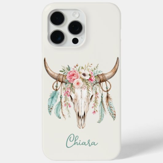 Boho Waterverf Bloemige Koeien Schedel Case-Mate iPhone Case (Achterkant)