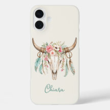 Boho Waterverf Bloemige Koeien Schedel