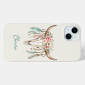 Boho Waterverf Bloemige Koeien Schedel Case-Mate iPhone Case (Achterkant (horizontaal))