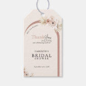 Boho Waterverf Bloemrijke Boog Bruidsdouche Cadeaulabel (Voorkant)