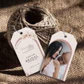 Boho Waterverf Bloemrijke Boog Bruidsdouche Cadeaulabel