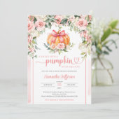 Boho waterverf blozen bloemenpolka dot pompoen kaart (Staand voorkant)