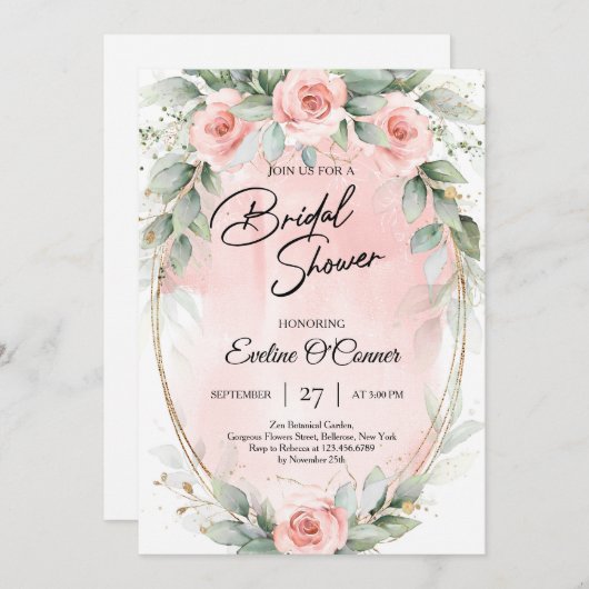 Boho waterverf blozen eucalyptus en goud kaart (Voorkant / Achterkant)