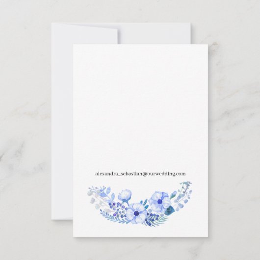 Boho Waterverf Blue Floral Wedding RSVP Card (Achterkant)