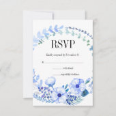 Boho Waterverf Blue Floral Wedding RSVP Card Kaartje (Voorkant)