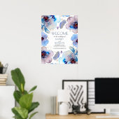 Boho Waterverf Blue Flowers Weddenschap Welkomstte Poster (Thuiskantoor)