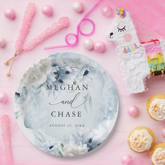 BOHO Waterverf Blue Poppies Paper Bord (Feest)