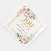 Boho waterverf blush bloemengroen 100e b-dag servet (Hoek)