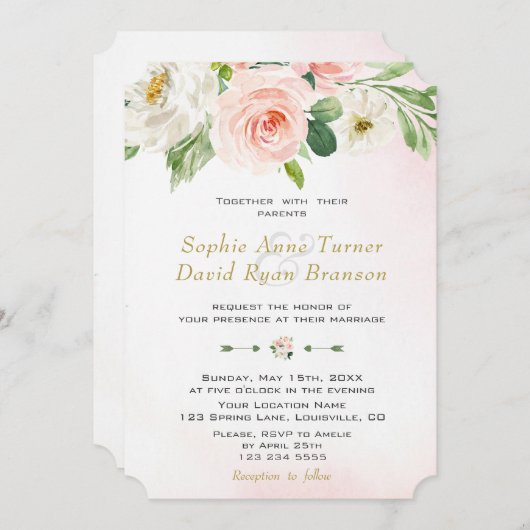 Boho Waterverf Blush Cream Flowers Weddenschap Kaart (Voorkant / Achterkant)