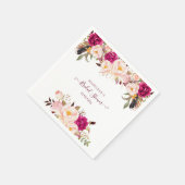 Boho Waterverf Blush Peonies Vrijgezellenfeest Servet (Hoek)