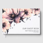 Boho Waterverf Blush Roze Bloemen Bruiloft Gastenboek (Voorkant)