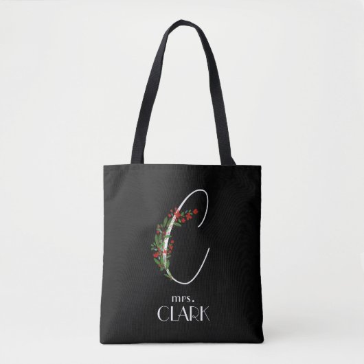 Boho waterverf botanische letter C Tote Bag (Voorkant)