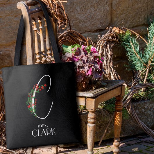 Boho waterverf botanische letter C Tote Bag