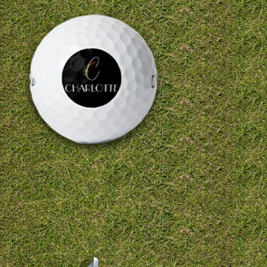 Boho waterverf botanische letter C zwart Golfballen