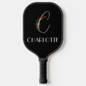 Boho waterverf botanische letter C zwart Pickleball Paddle (Voorkant)